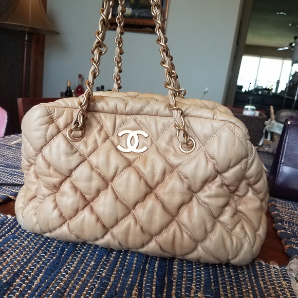 SOLD@! Chanel Beige Bowler Bubble Handbag - Picture 7 of 8